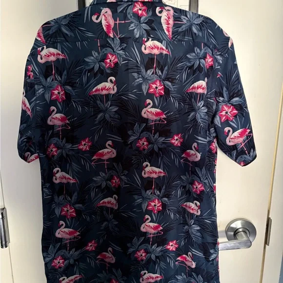 Rosso Milano Blue Floral Short Sleeve Button-Up Shirt Men's XL - Picture 5 of 8